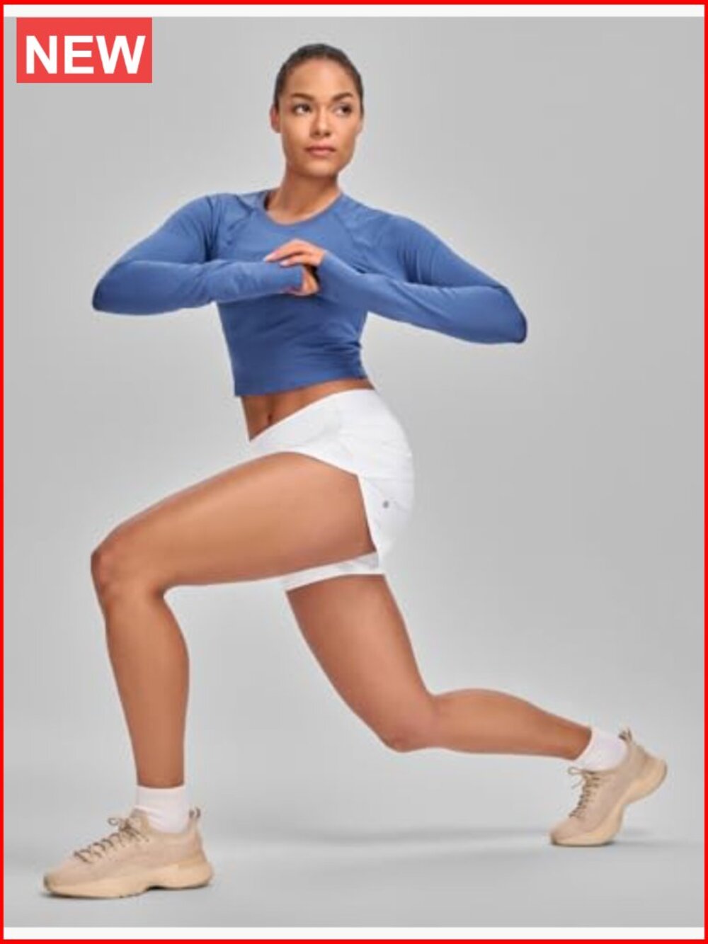 Mid Waisted Workout Running Shorts with Liner 4" - Picture 2 of 5